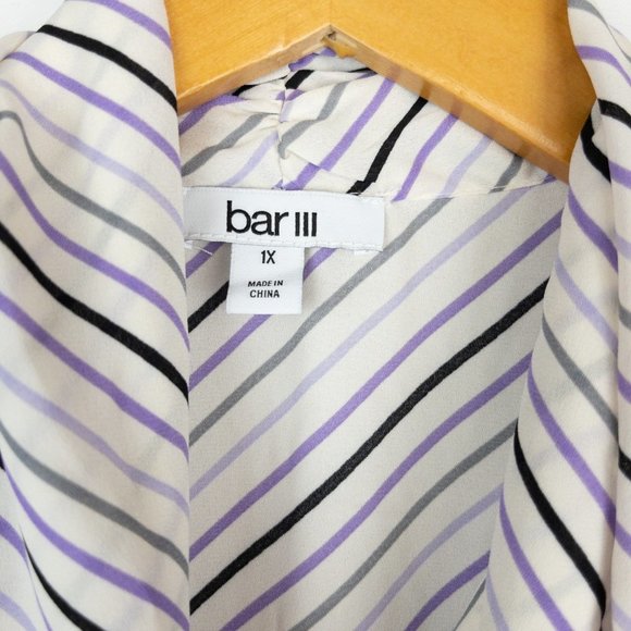 Bar III Plus Size Striped Sleeveless Blouse Tank Top Tie Neck White Size 1X - Picture 4 of 8